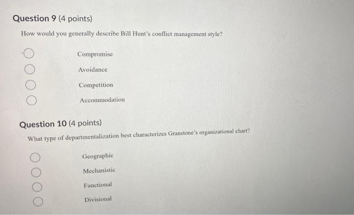 Question 17 4 Points Granstone Design S Executive Committee Is Meant To Be An Example Of Employees Fulfilling Which Of 3