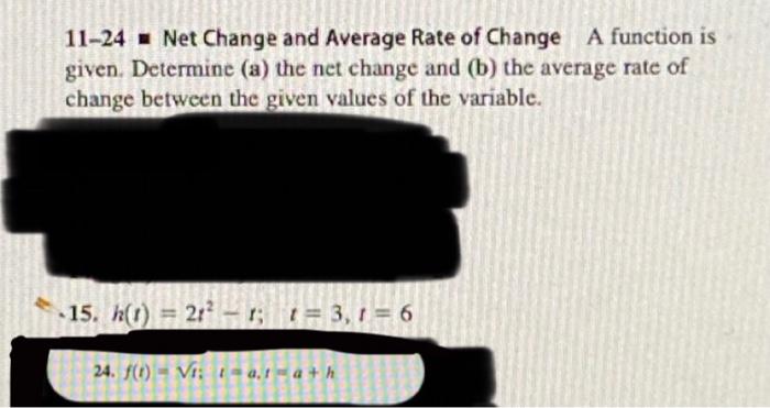 11 24 Net Change And Average Rate Of Change A Function Is Given Determine A The Net Change And B The Average Rate O 1