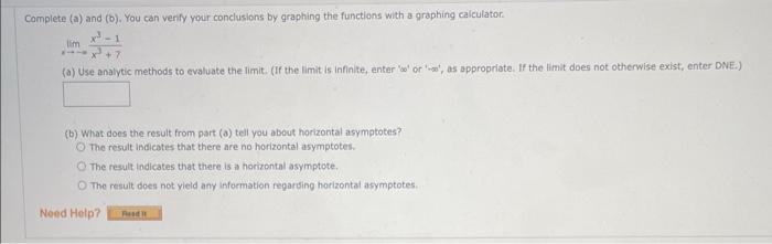 Complete A And B You Can Verify Your Conclusions By Graphing The Functions With A Graphing Calculator 1 7 A Us 1
