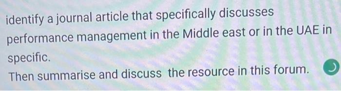Identify A Journal Article That Specifically Discusses Performance Management In The Middle East Or In The Uae In Specif 1