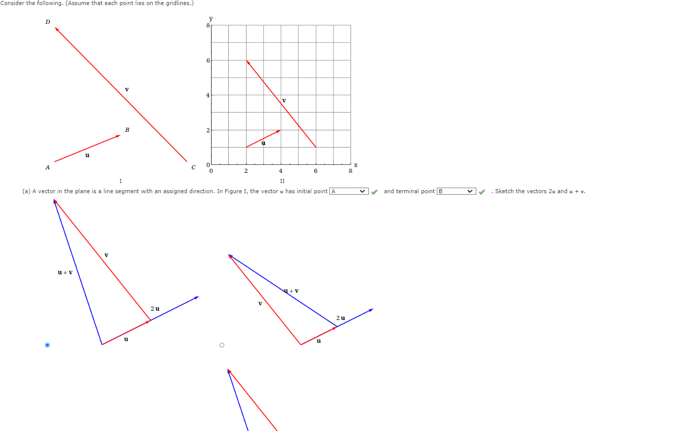 Consider The Following Assume That Each Point Lies On The Gridlines D A U U V B V Y 2u 8 4 2 O U I Ii A A Vector I 1