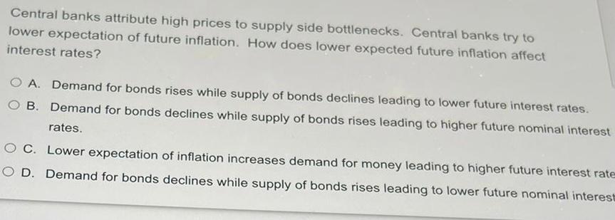 Central Banks Attribute High Prices To Supply Side Bottlenecks Central Banks Try To Lower Expectation Of Future Inflati 1
