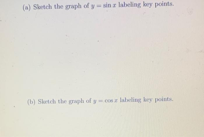 A Sketch The Graph Of Y Sin X Labeling Key Points B Sketch The Graph Of Y Cos A Labeling Key Points C Sketc 1