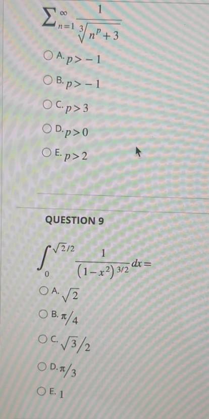 8 N 1 0 O A P 1 Ob P 1 Oc P 3 Od P 0 Oe P 2 1 3 N 3 Question 9 212 1 1 X2 312 Dx Oa 2 Ob R 4 Oc 3 2 O D T 3 1