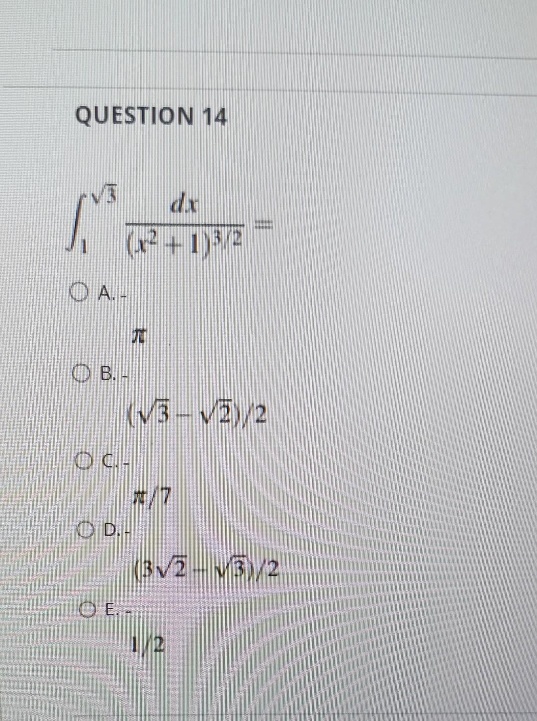 Question 14 D X X 1 2 Oa Ob 10 3 2 2 Oc L 24 Od 3 2 3 2 Oe 1 2 1
