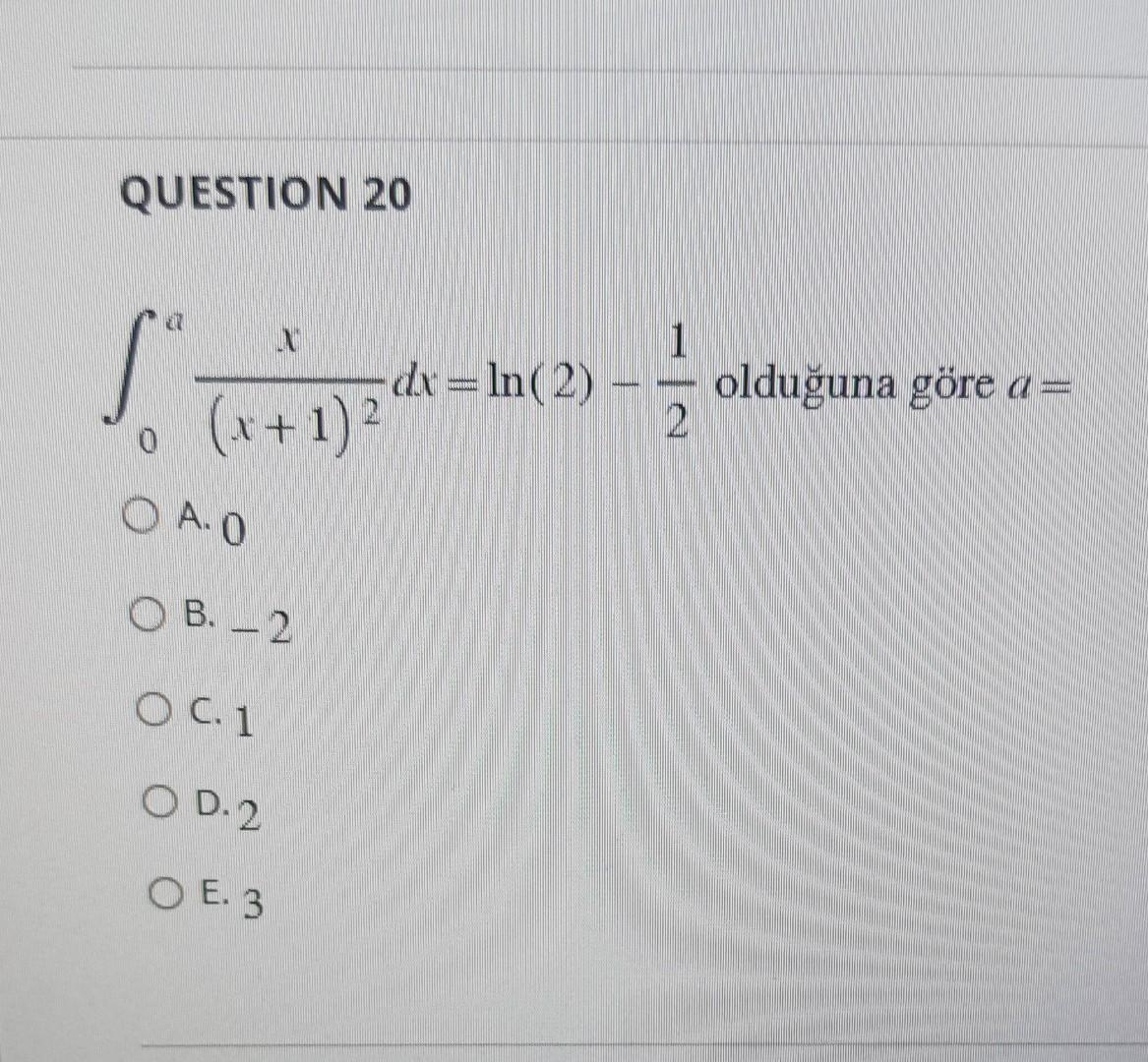 Question 20 S X 1 Oa O Un Ob 2 Oc 1 Od 2 Oe 3 Dx Ln 2 2 Olduguna Gore Www 1