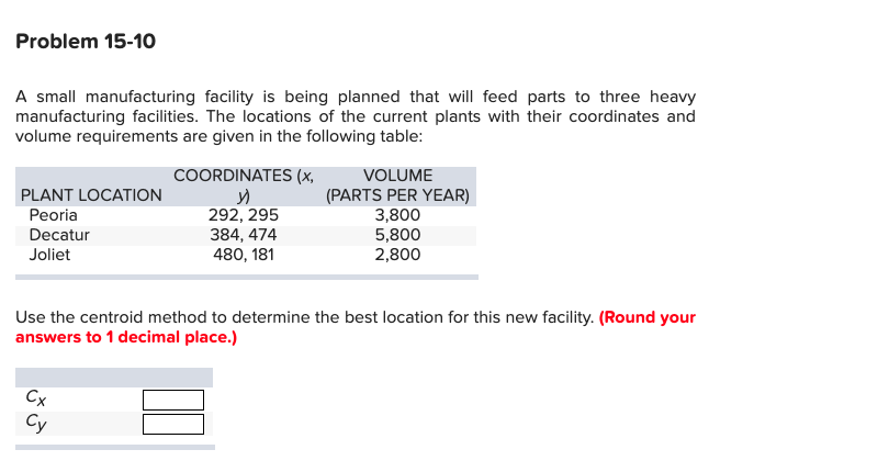 Problem 15 10 A Small Manufacturing Facility Is Being Planned That Will Feed Parts To Three Heavy Manufacturing Faciliti 1