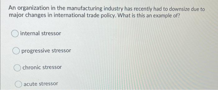 An Organization In The Manufacturing Industry Has Recently Had To Downsize Due To Major Changes In International Trade P 1