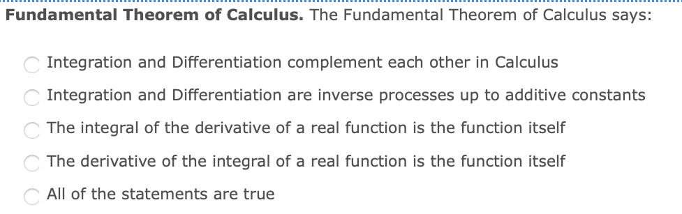 Fundamental Theorem Of Calculus The Fundamental Theorem Of Calculus Says O O O Integration And Differentiation Complem 1