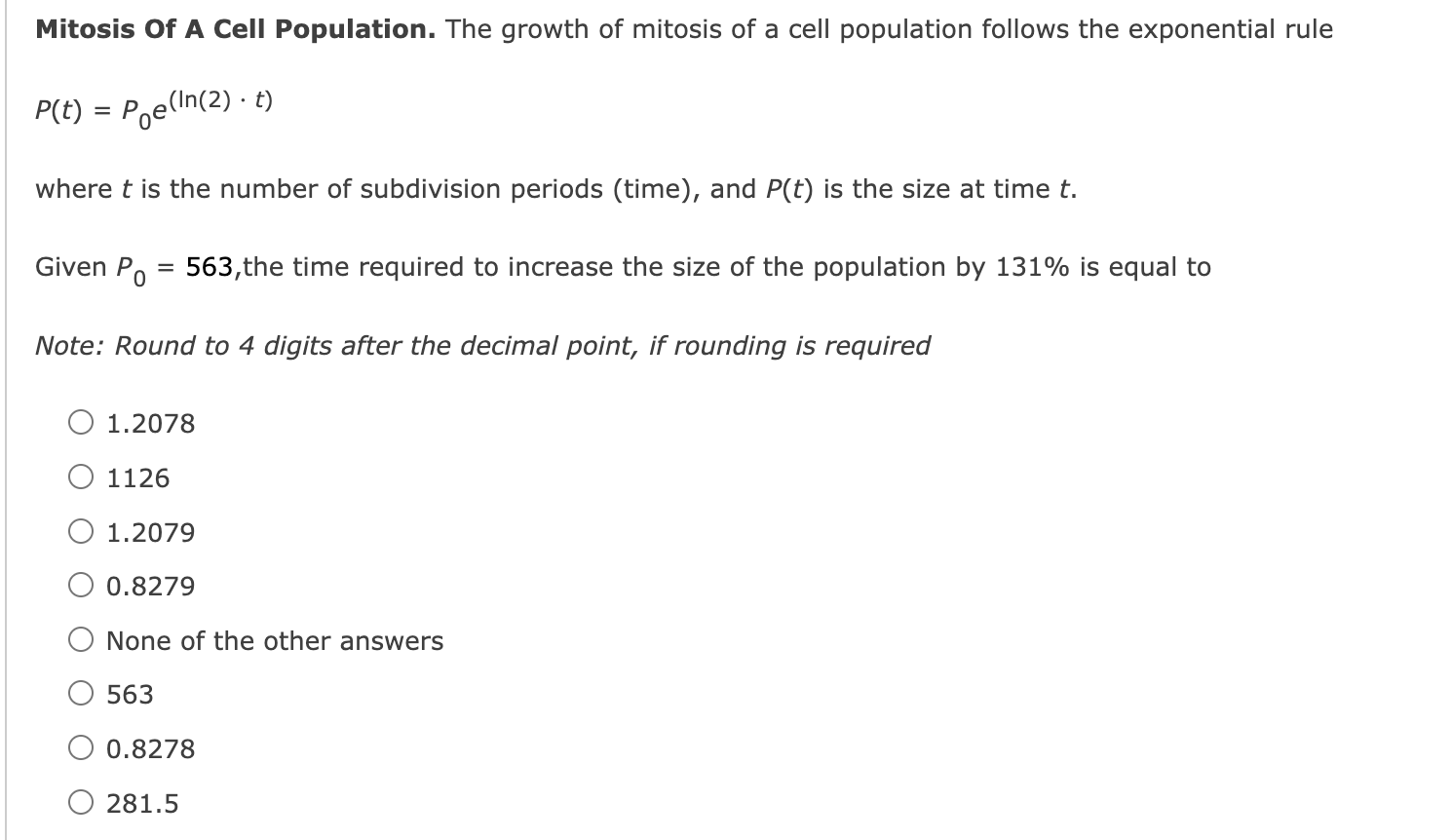Mitosis Of A Cell Population The Growth Of Mitosis Of A Cell Population Follows The Exponential Rule P T Pe Ln 2 1
