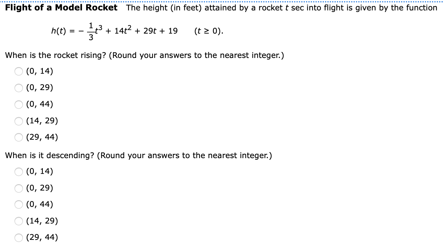 Flight Of A Model Rocket The Height In Feet Attained By A Rocket T Sec Into Flight Is Given By The Function 3 T 1