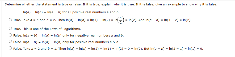Determine Whether The Statement Is True Or False If It Is True Explain Why It Is True If It Is False Give An Example 1