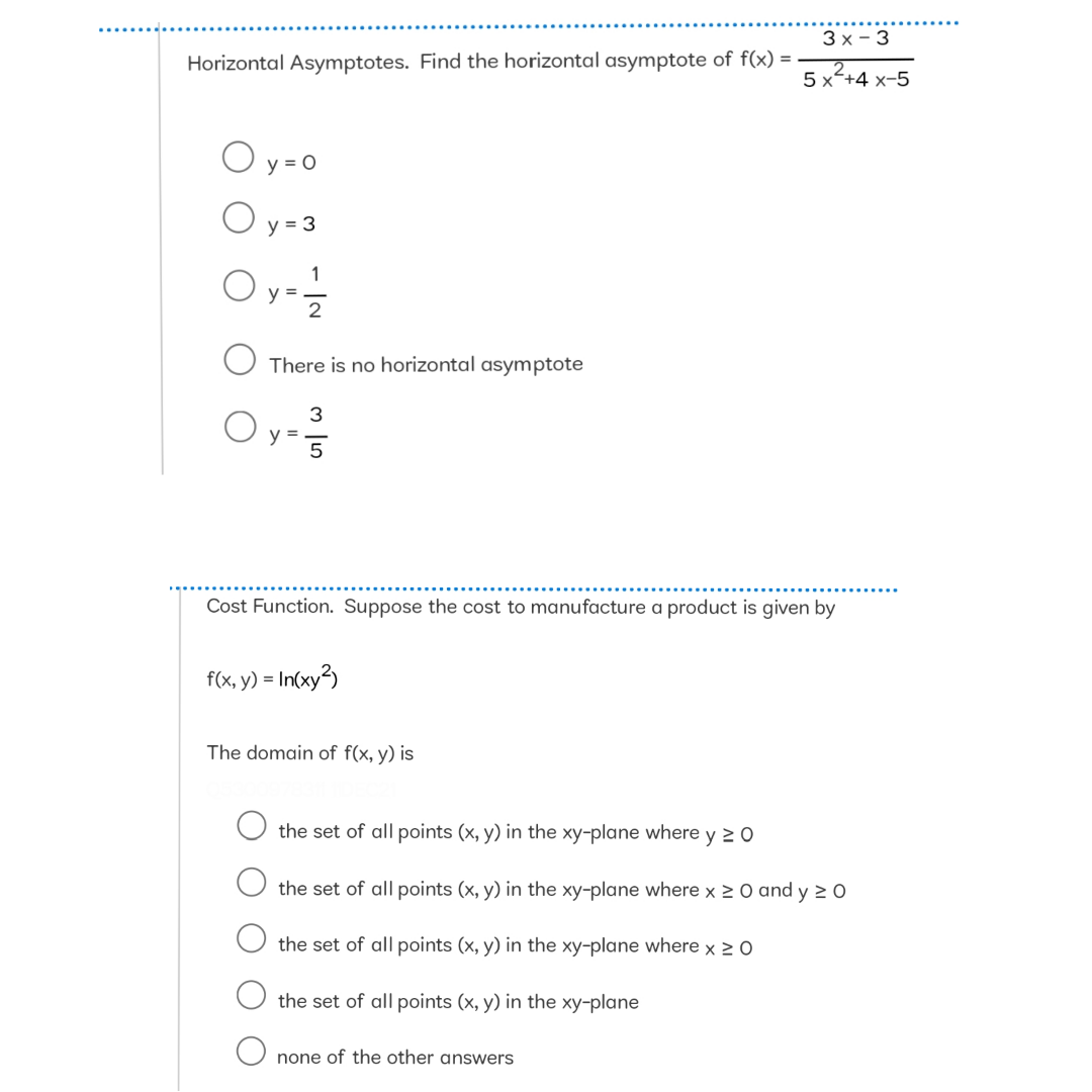Horizontal Asymptotes Find The Horizontal Asymptote Of F X O Y 0 O Y 3 O Y 1 2 There Is No Horizontal Asymptot 1
