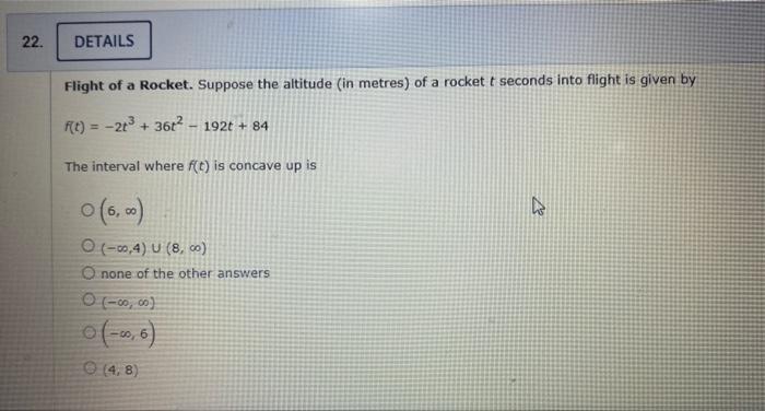 22 Details Flight Of A Rocket Suppose The Altitude In Metres Of A Rocket T Seconds Into Flight Is Given By F T 2 1