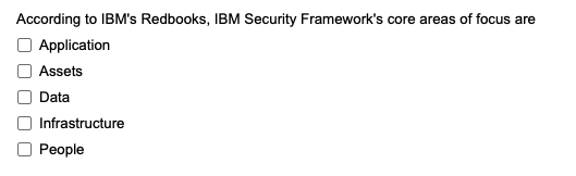 According To Ibm S Redbooks Ibm Security Framework S Core Areas Of Focus Are Application Assets Data Infrastructure Peo 1