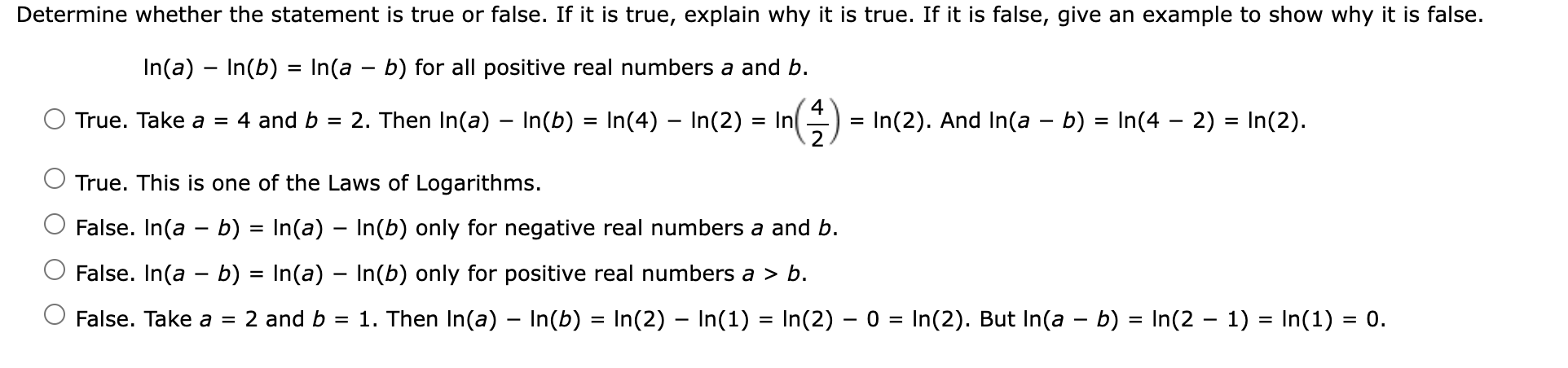 Determine Whether The Statement Is True Or False If It Is True Explain Why It Is True If It Is False Give An Example 1