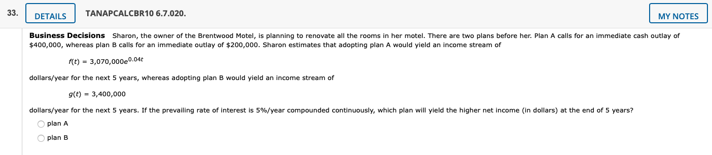 33 Tanapcalcbr10 6 7 020 Details My Notes Business Decisions Sharon The Owner Of The Brentwood Motel Is Planning To 1