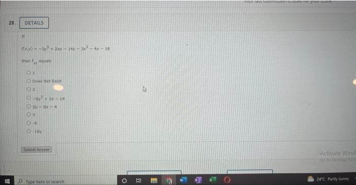 28 Details 11 X Y 3y 2xv 14y 3x 4x 18 Then F Equals 01 Does Not Esi 02 O 9y 2x 14 2y 6x 4 00 0 6 18v Sub 1