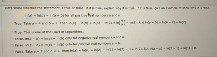 Determine Whether The Statement Is True Or False If It Is True Explain Why It Is True If It Is False Give An Example 1