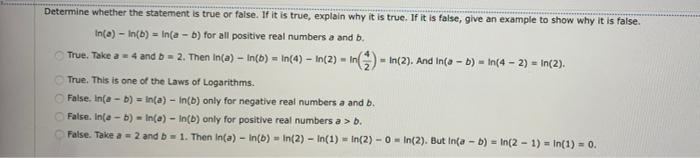 Determine Whether The Statement Is True Or False If It Is True Explain Why It Is True If It Is False Give An Example 1