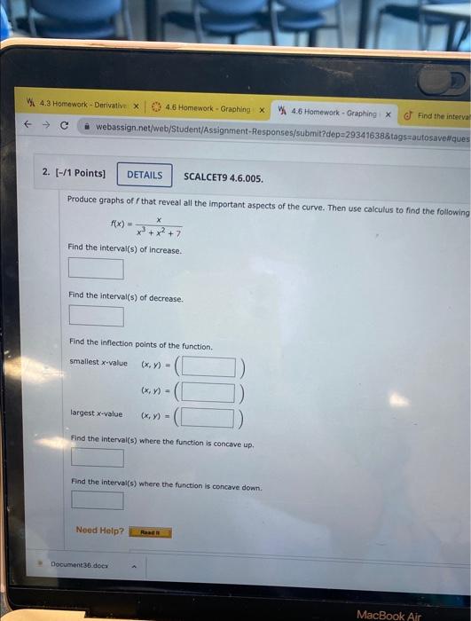 4 3 Homework Derivative X C Webassign Net Web Student Assignment Responses Submit Dep 29341638 Tags Autosave Ques X 1