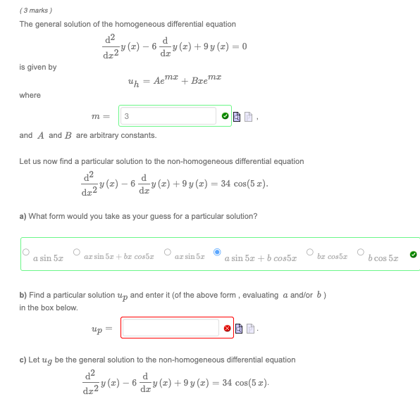3 Marks The General Solution Of The Homogeneous Differential Equation D 23 2 6 Y 2 9y Z 0 H Aema Br 1