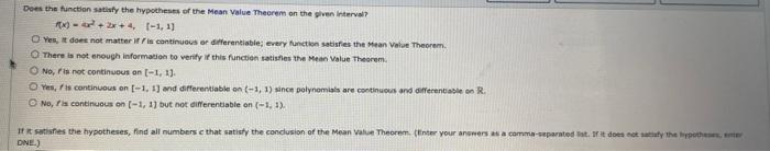 Verify That The Function Satisfies The Three Hypotheses Of Rolle S Theorem On The Given Interval Then Find All Numbers 4