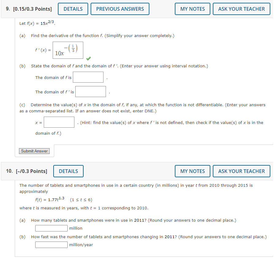 9 0 15 0 3 Points Let F X 15x2 3 A Find The Derivative Of The Function F Simplify Your Answer Completely 1