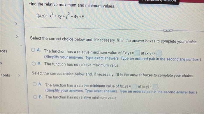 Find F And F Fx F F X Y 8x In Xy A Find The Indicated Maximum Or Minimum Value Of F Subject To The Given Constr 3