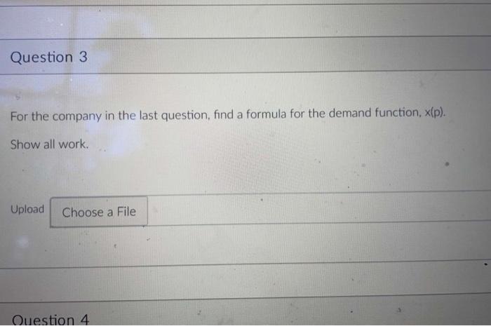 Question 2 For A Company With A Price Function Of P X 60 0 022 And Cost Function C X 0 0012 0 02r2 20x 20 2