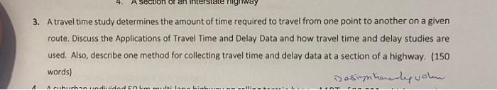 A Section Or An Inte Lengwa 3 A Travel Time Study Determines The Amount Of Time Required To Travel From One Point To An 1