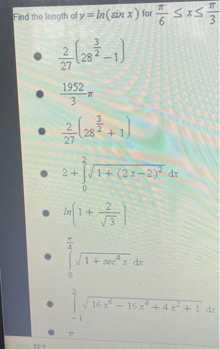 Set Up But Do Not Evaluate An Integral For The Length Of Y X X 1 X 2 Tt 2 In 1 7 37 In 1 16x16x 2