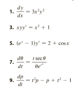 Dy Dx 3 Xyy X 1 5 E 1 Y 2 C0 X 1 7 9 De Dt Dp Dt 3x Y 1 Sec 0 0e T P P T 1 1