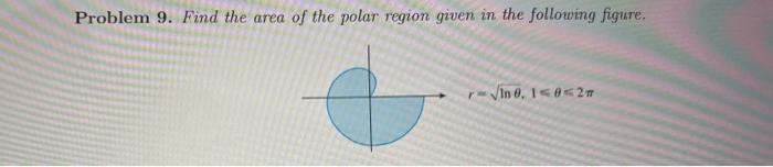 Problem 9 Find The Area Of The Polar Region Given In The Following Figure In 0 1 0 2m 1