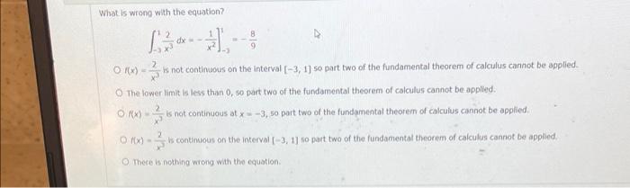 If F F X Dx F X Dx 9 1 And 5 3 For X Dx 5 7 Find F X 3 F X Dx What Is Wrong With The Equation 1 L Is Not C 2