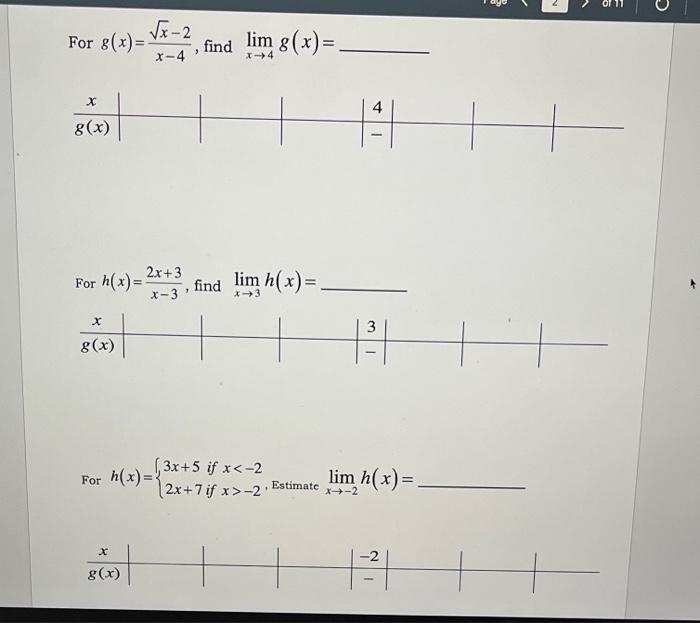 For G X X 2 Find Lim G X X 4 X G X For H X St X G X 2x 3 X 3 X G X For H X Find M H X Lim 3x 5 If X 1