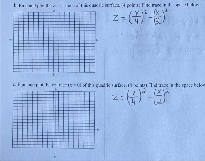B Find And Plot The Z 1 Trace Of This Quadric Surface 4 Points Find Trace In The Space Below 2 4 Z C F 1