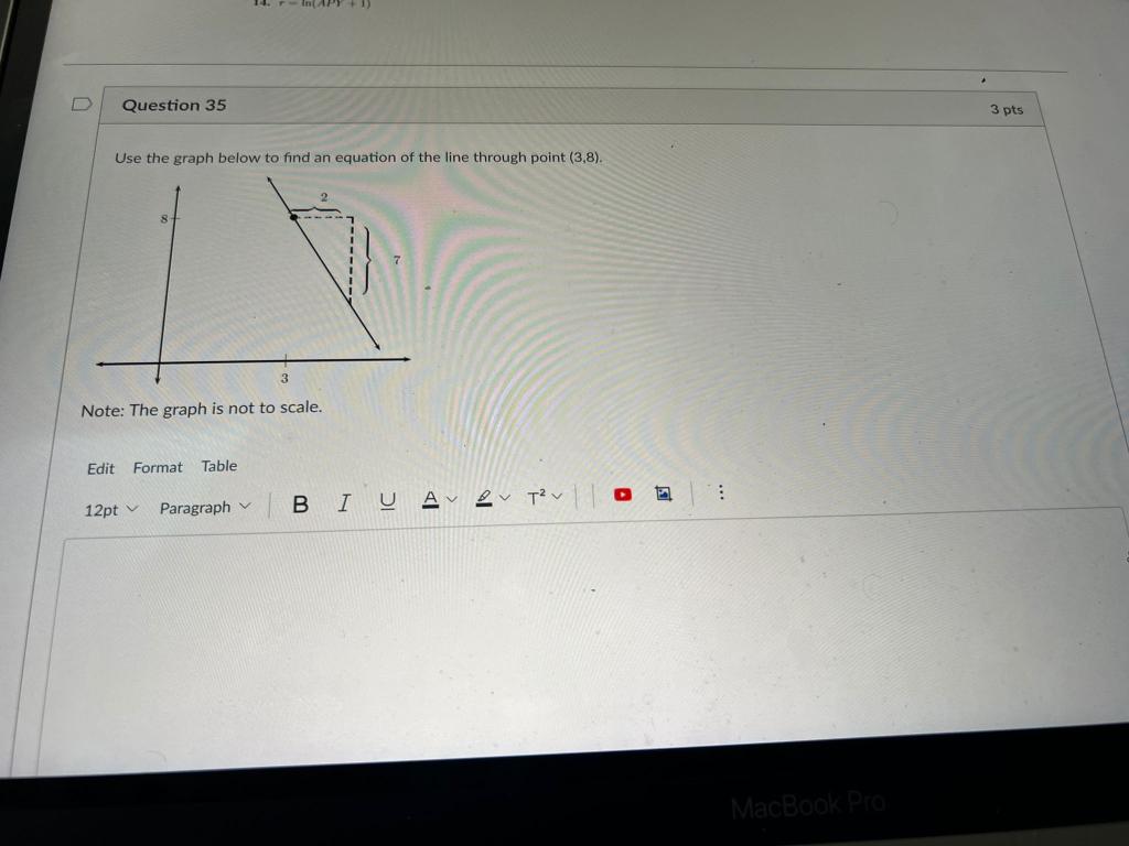 D Question 35 Use The Graph Below To Find An Equation Of The Line Through Point 3 8 Note The Graph Is Not To Scale 1