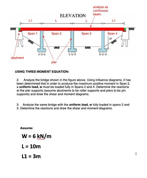 Analyze As Continuous Beam Elevation L1 L1 Span 1 Span 2 Span 3 Span 4 Abutment Pier Using Three Moment Equation 2 Ana 1