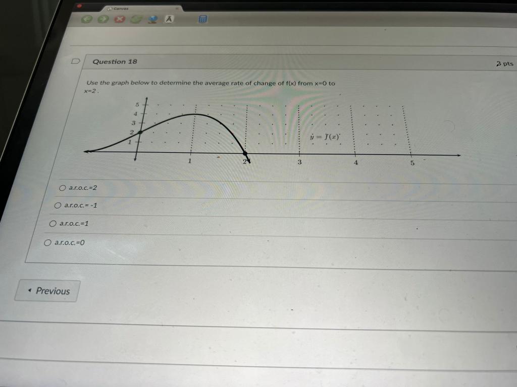 D A R O C 2 O A R O C 1 A R O C 1 Previous Question 18 Use The Graph Below To Determine The Average Rate Of Chan 1