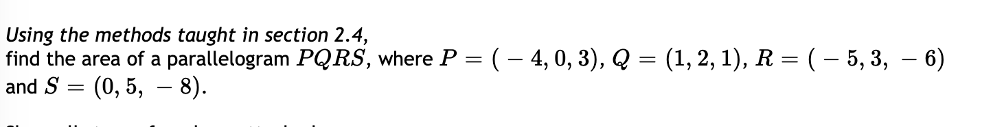 Using The Methods Taught In Section 2 4 4 0 3 Q 1 2 1 R 5 3 6 Find The Area Of A Parallelog 1