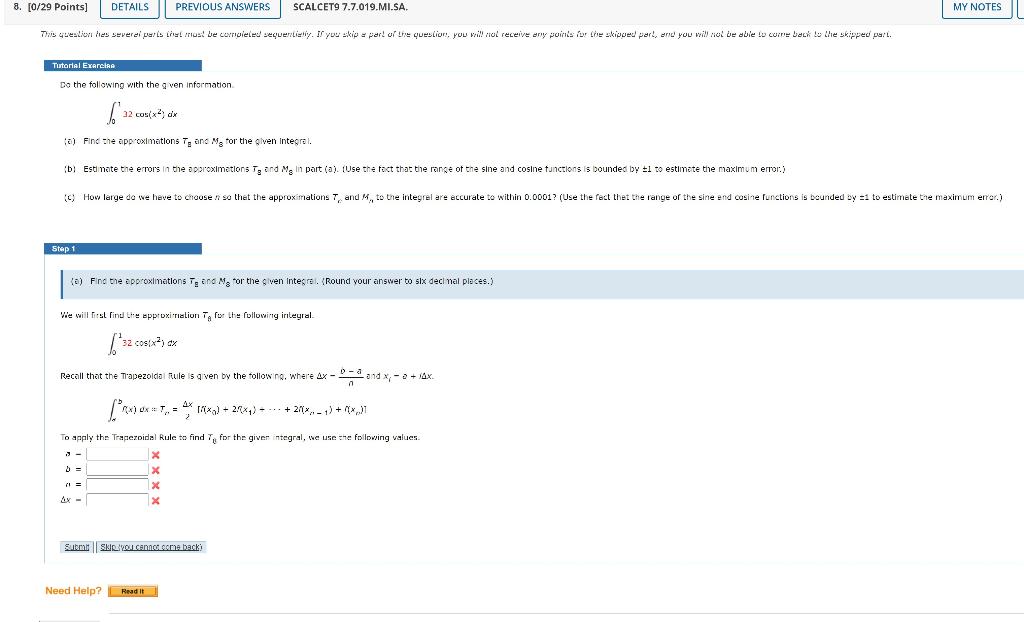 8 0 29 Points This Question Has Severel Parts That Must Be Completed Sequentially If You Skip A Part Of The Question 1