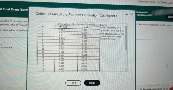 Suppose Iq Scores Were Obtained For 20 Randomly Selected Sets Of Siblings The 20 Pairs Of Measurements Yieldx 10189 10 2