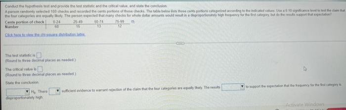Conduct The Hypothesis Test And Provide The Test Statistic And The Critical Value And State The Conclusion A Person Ran 1