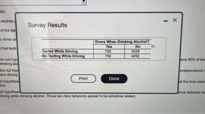 In A Study Of High School Students At Least 16 Years Of Age Researchers Obtained Survey Results Summarized In The Accom 2