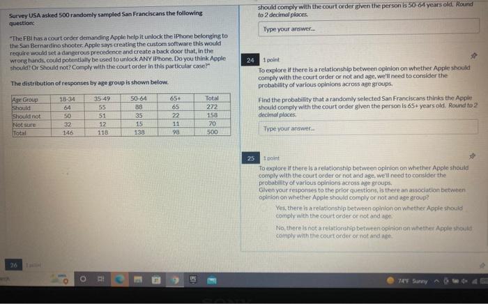 Survey Usa Asked 500 Randomly Sampled San Franciscans The Following Question With The Fbi Has A Court Order Demanding 1