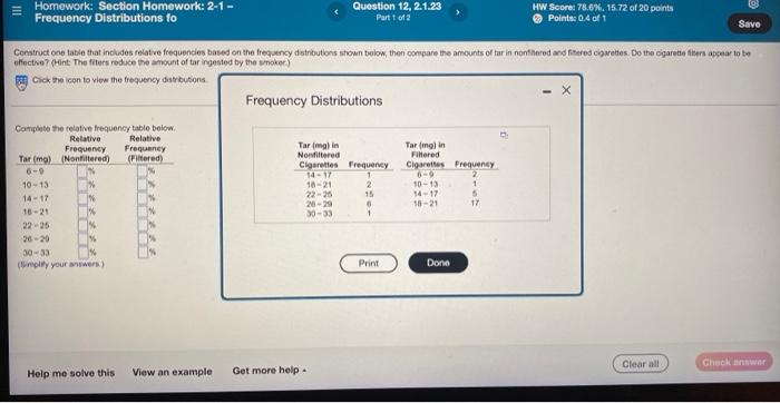 Homework Section Homework 2 1 Frequency Distributions Fo Complete The Relative Frequency Table Below Relative Freque 1