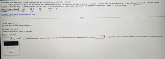 Conduct The Hypothesis Test And Provide The Test Statistic And The Ortical Value And State The Conclusion A Person Rand 1