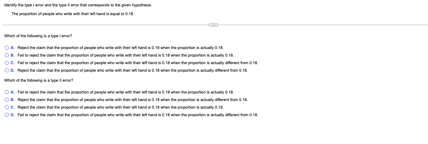 Identify The Type I Error And The Type Ii Error That Corresponds To The Given Hypothesis The Proportion Of People Who W 1