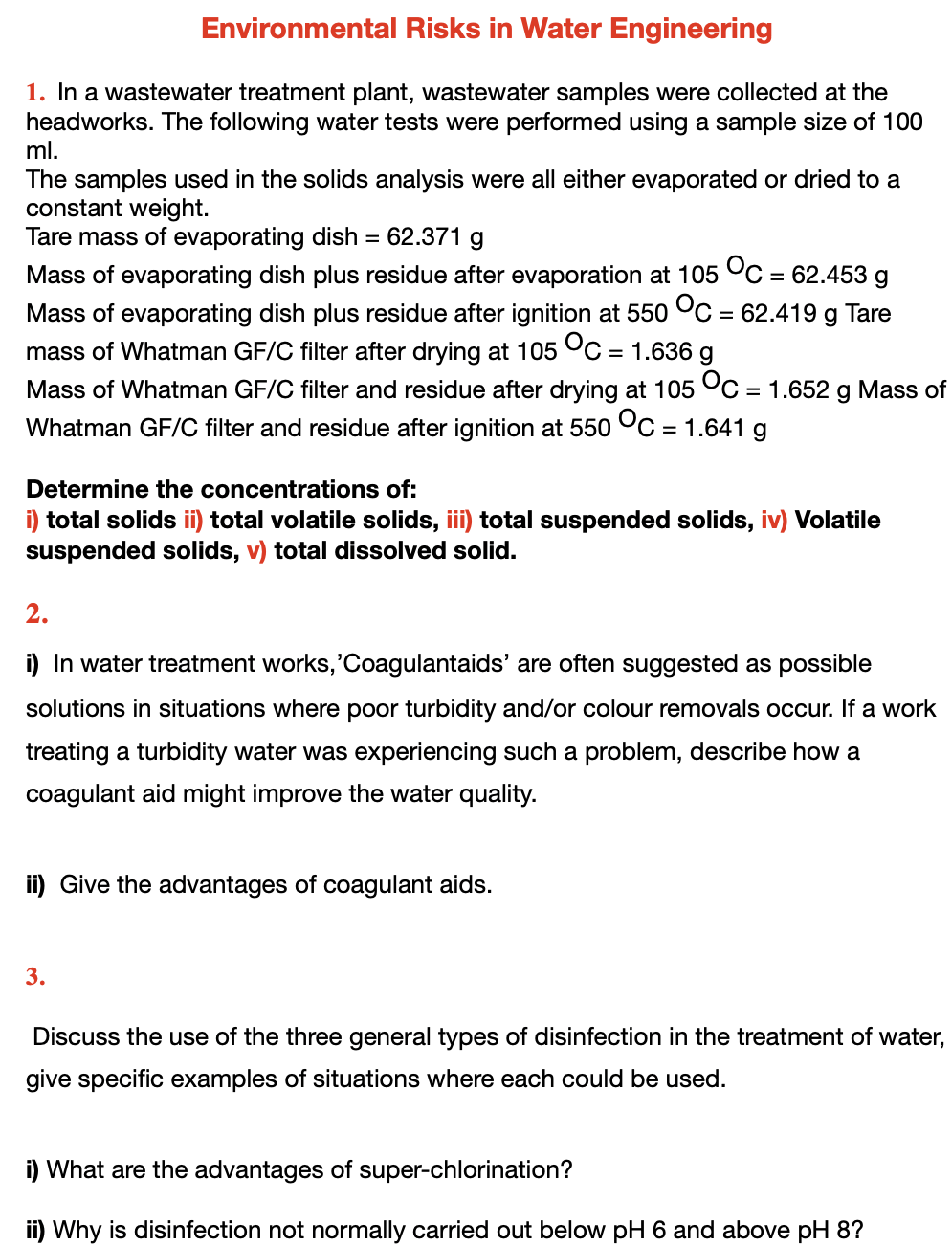 Environmental Risks In Water Engineering 1 In A Wastewater Treatment Plant Wastewater Samples Were Collected At The He 1